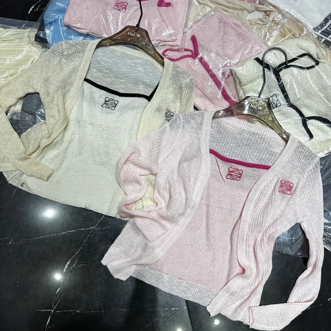 夏新款刺绣显瘦弹力针织吊带背心打底衫开衫上衣防晒衣两件套装,女装/女士精品,毛针织衫,淘宝优惠券,粉丝福利购,淘宝优惠卷