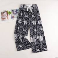 Gongsatin cotton silk pajama pants for women, summer cartoon cotton silk long pants, pure cotton thin mosquito-proof home pants, can be worn over wide-leg pants thumbnail 2