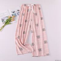 Gongsatin cotton silk pajama pants for women, summer cartoon cotton silk long pants, pure cotton thin mosquito-proof home pants, can be worn over wide-leg pants thumbnail 4