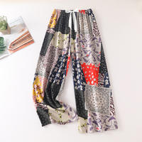 Pajama pants, women's summer checkered style long pants, cotton silk thin cotton silk fashionable home air conditioning pants, slimming, can be worn over wide-leg pants thumbnail 3