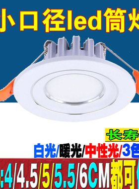 小尺寸筒灯4.5简灯5cm嵌入式开孔4cm孔灯4公分5射灯40mm迷你桶灯6