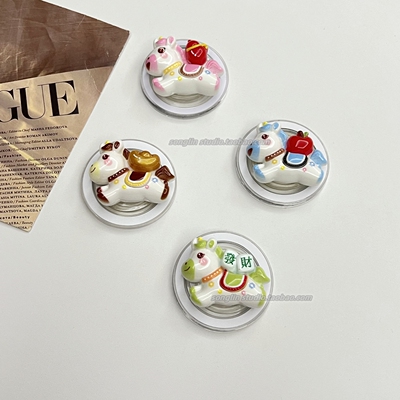 新年发财可爱小马手机壳磁吸支架