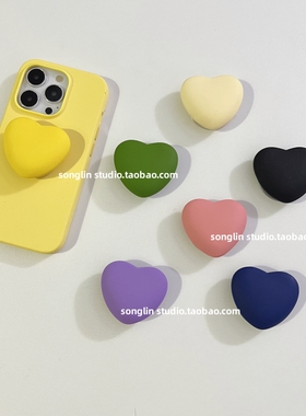ins爱心硅胶立体马卡龙纯色简约手机壳x背贴支撑伸缩磁吸气囊支架