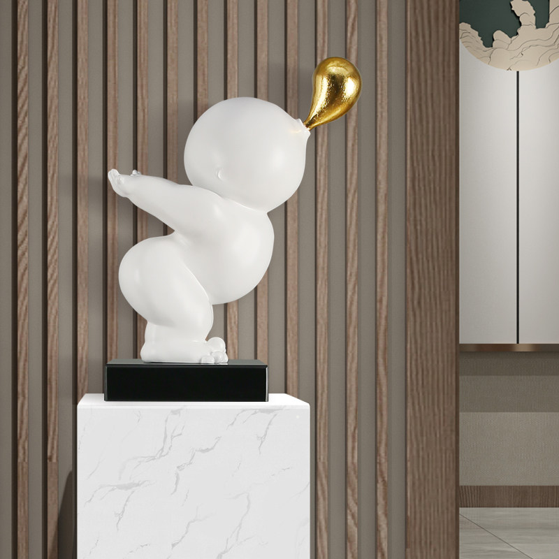 抽象吹泡泡人物雕塑酒店大厅装置艺术品客厅卡通橱窗装饰落地摆件