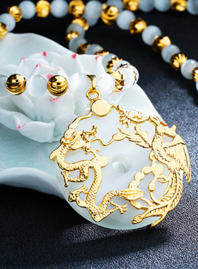 龙柱霸气猛虎平安扣越南沙金项链