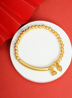 古法沙金手串女复古弯管