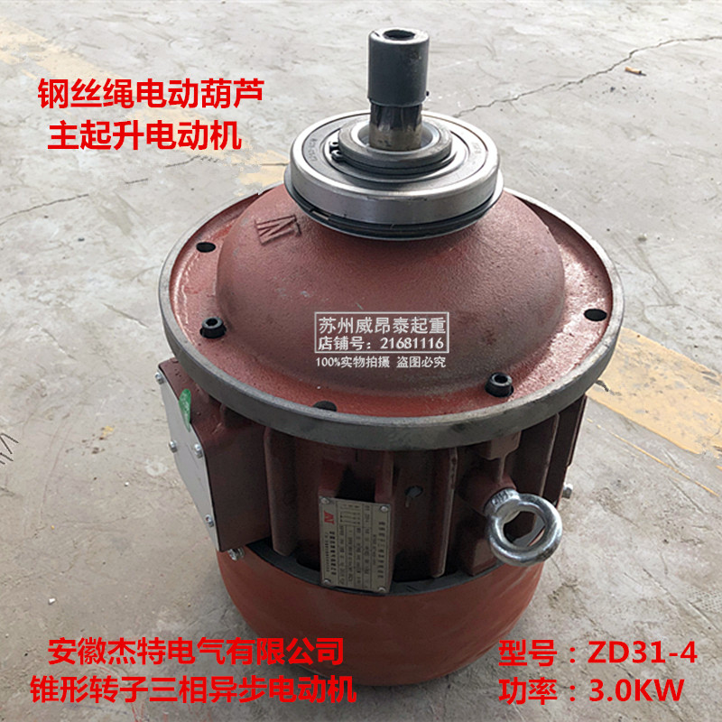 钢丝绳电动葫芦主起升电机ZD31-4 3.0KW安徽杰特电气锥形转子电机 - 封面