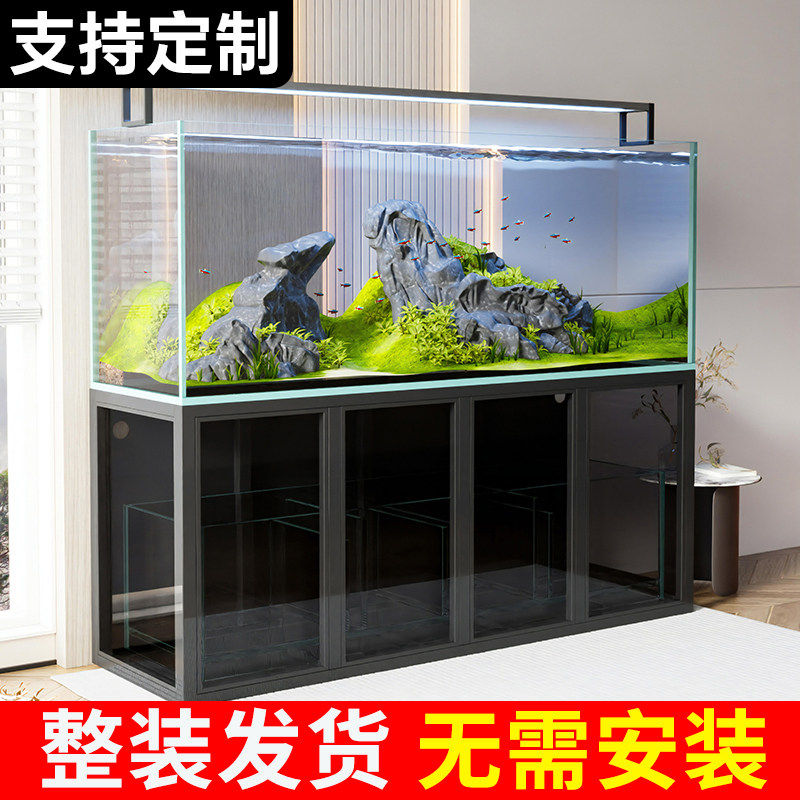 定制鱼缸专用架子铁艺鱼缸底座客厅长150/60水族箱钢化玻璃门底柜