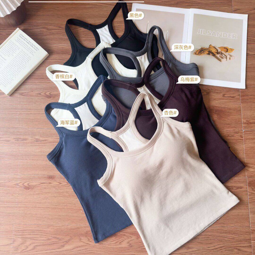 吊带背心女夏季打底内搭带胸垫外穿工字挂脖无袖运动修身美背上衣