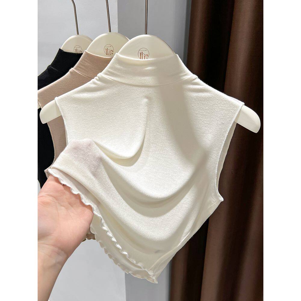 木耳边假领子百搭女高档秋冬半高领莫代尔打底衫内搭面膜上衣短款