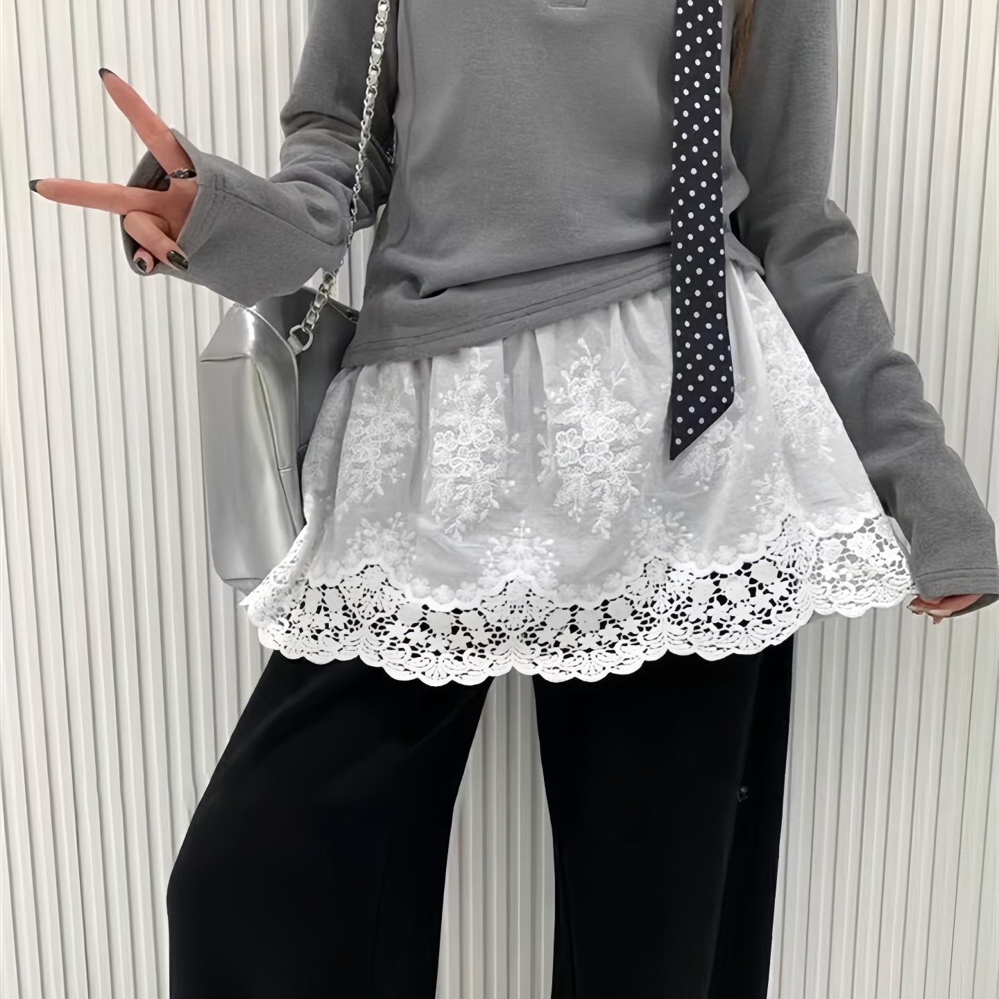 白色蕾丝屁帘半身裙秋冬短款打底裙女下摆裙帘叠穿内搭遮胯防走光