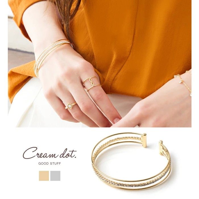 日本轻奢甜蜜约会镀金宝石三连手链女手镯淑女风小众设计三八节