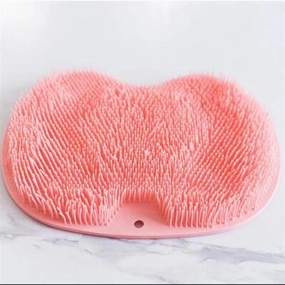 Silicone non-slip bath mat with back scrubber
