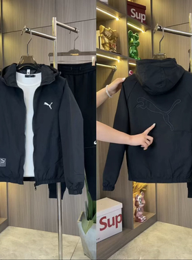 2025春季新款休闲男士连帽夹克外套时尚百搭运动上衣青年潮流男装