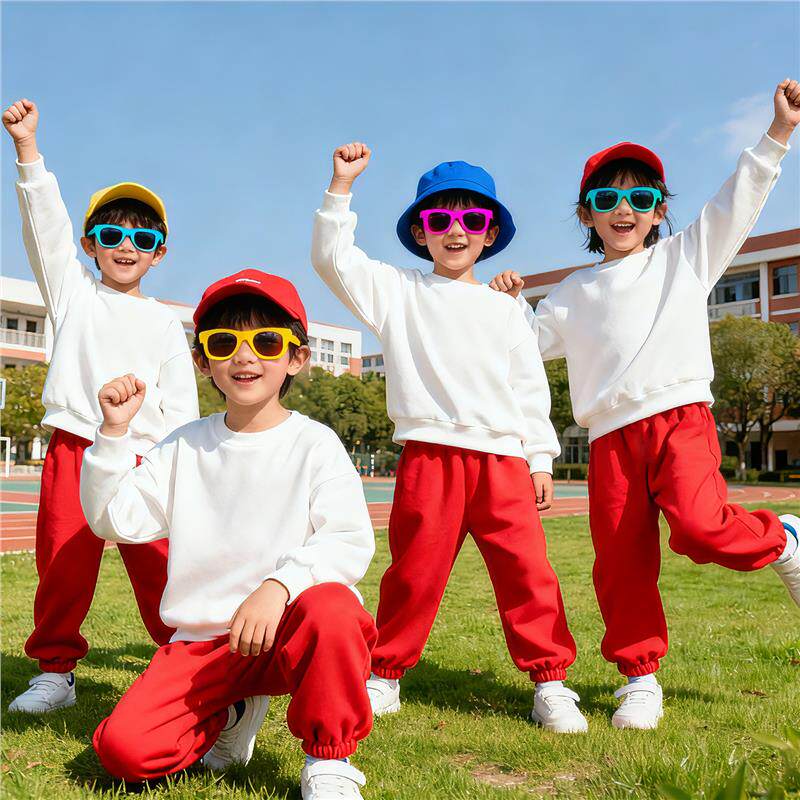 儿童白色卫衣套装男孩中小学生春儿童演出服