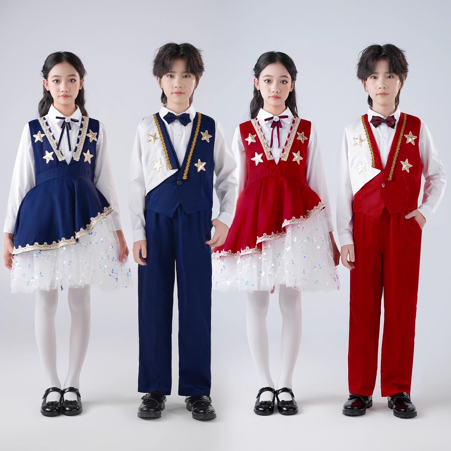 儿童合唱演出服合唱团朗诵小学生演讲比赛表演服装运动会主持礼服