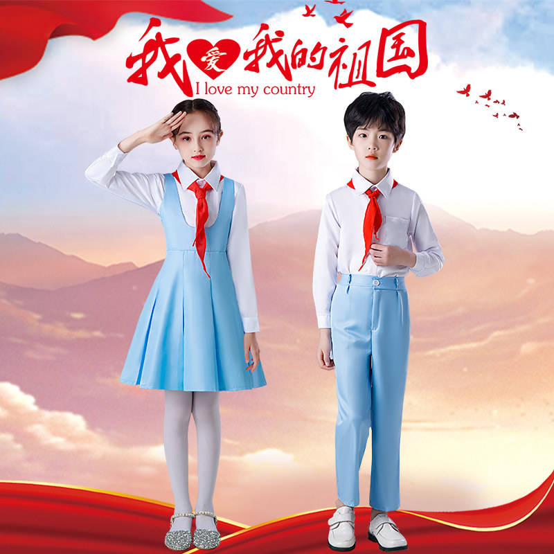 元旦儿童合唱团初中小学生爱国演讲诗歌朗诵比赛演出服女童礼服装
