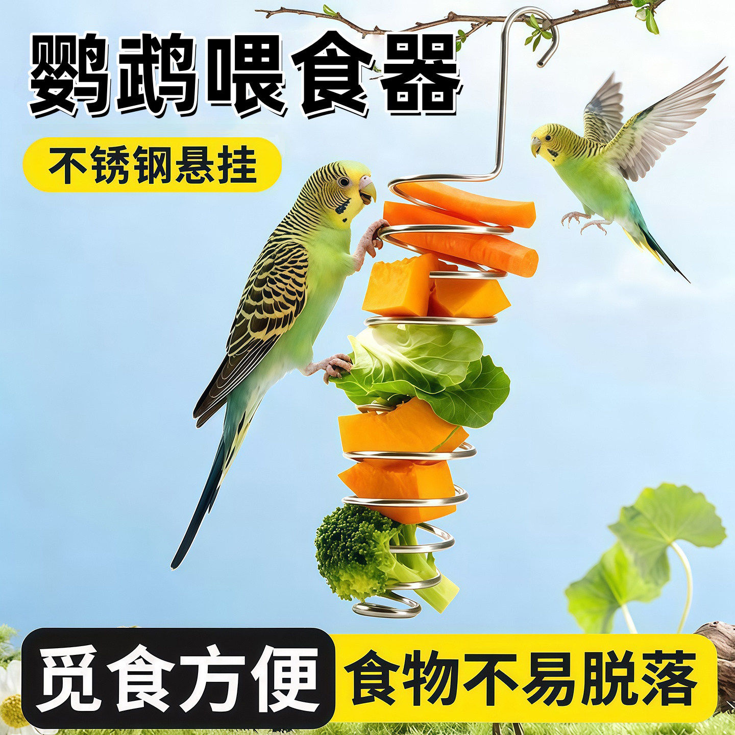 鸟类喂食器不锈钢水果蔬菜篮悬挂式玩具鹦鹉投喂神器鸟笼配件用品,宠物/宠物食品及用品,鸟禽喂食器/喂水器,淘宝优惠券,粉丝福利购,淘宝优惠卷