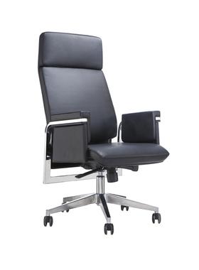 简约黑色PU皮高背主管椅可调节高低旋转大班椅休闲午休老板椅