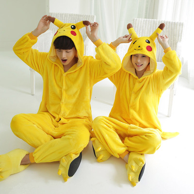 皮卡丘睡衣连体动物男女同款秋冬法兰绒可爱派对表演服成人网红萌