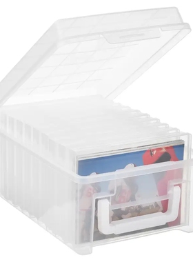 照片卡片5x7大容量可装相片透明手提收纳盒储物箱桌面整理家用盒