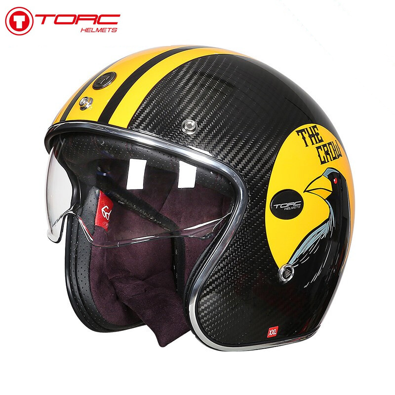 碳纤维复古大码轻便冬季半盔