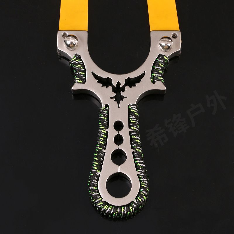 不锈钢飞鹰扁皮弹弓快压免绑户外高精准大威力精缠直板弹弓新品
