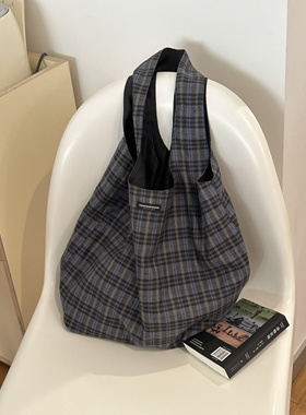 fourfourtwoone春夏慵懒格子包包女百搭单肩包大容量通勤托特包