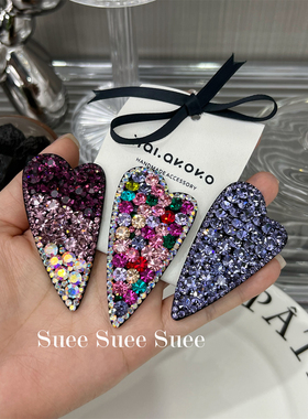 韩国东大门nyunyu进口水钻爱心满钻发夹侧边夹blingbling刘海BB夹