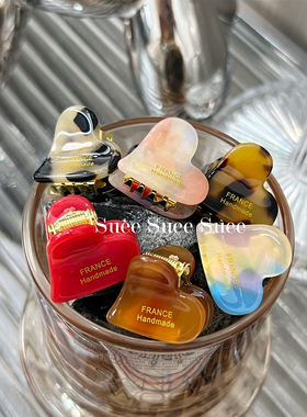 韩国进口France金标玳瑁红色心形小抓夹爱心可爱刘海碎发迷你抓夹