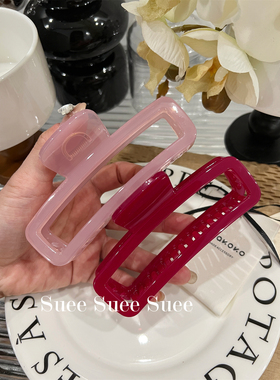 韩国镂空长方形大号抓夹果冻色醋酸慵懒风高级感鲨鱼夹后脑勺发抓