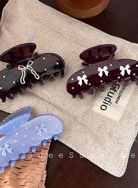 韩国小众高级感配色车厘子红色醋酸抓夹蝴蝶结鲨鱼夹中号后脑勺女