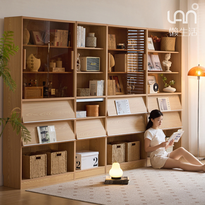 满墙书柜客厅展示柜实木组合