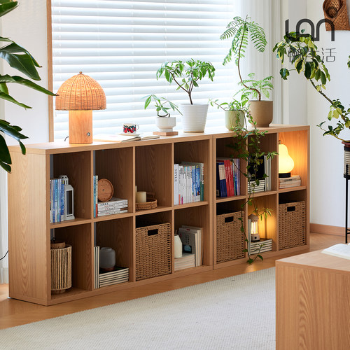 懒生活格子柜白橡木色实木多层