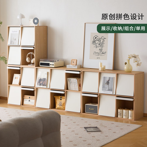 实木展示柜家用法式书柜奶油风