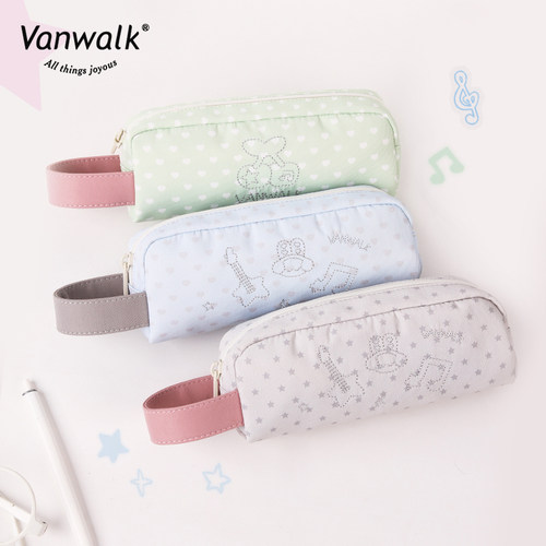 VANWALK happy band高颜值学生文具袋便携大容量拉链手提收纳袋女