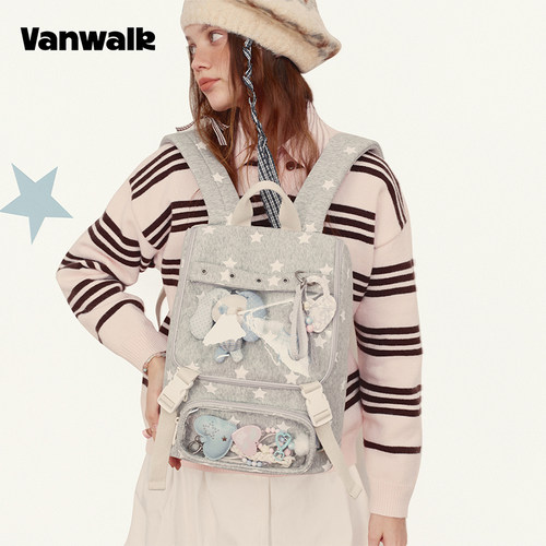 VANWALK/出走小众波点痛包双肩包