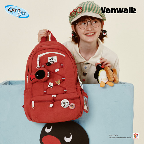 VANWALK Pingu企鹅新款大容量书包高中女生高颜值小众学生双肩包