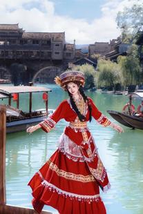 秋冬云南苗族红色喜庆盛装 超仙重工刺绣亮片少数民族旅拍高端服装