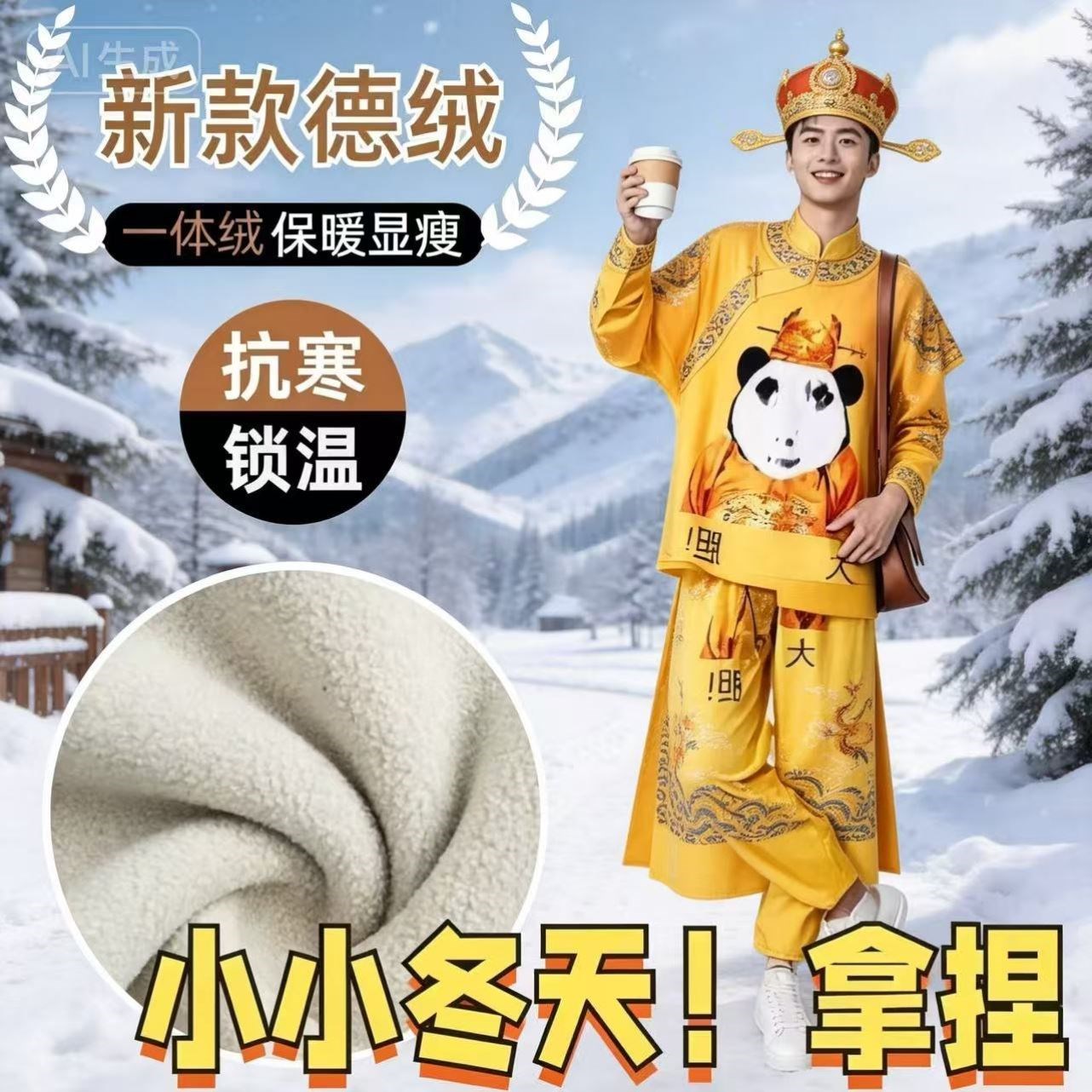 皇帝大胆龙图龙袍睡衣古代皇帝搞笑沙雕加绒纯棉冰红茶语文书套装图片