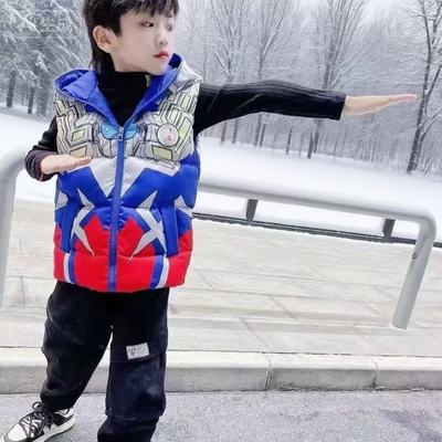 赛罗奥特曼儿童马甲2025新款羽绒亮灯秋冬加厚装帅气洋气男童坎肩