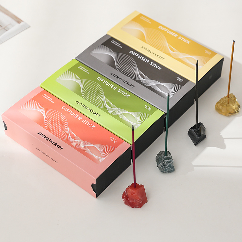 天然晶石线香黄财香净化磁场水晶矿石香插高级感放松玄学