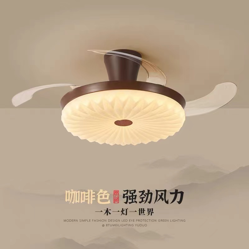 卧室隐形风扇灯中古风吸顶灯