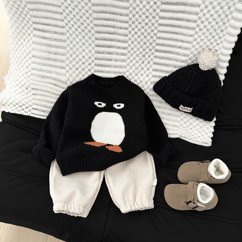 童装婴儿毛衣秋冬季新款男女宝宝卡通可爱加厚针织衫洋气上衣