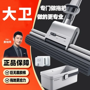 大卫胶棉拖把2026新款家用免手洗吸水海绵拖头干湿两用懒人一拖净