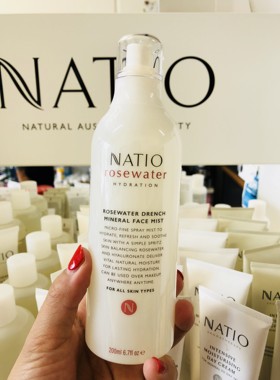 澳洲natio玫瑰水爽肤水补水保湿喷雾200ml