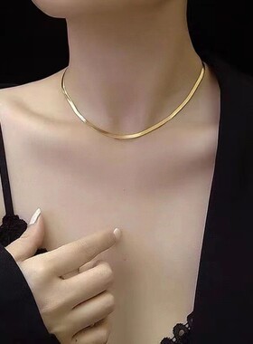 丹麦保臻潮牌款DYRBERG时尚蛇骨项链医钢厚镀DK锁骨链男女ins名星