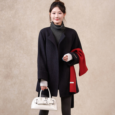 老钱风圆领领羊毛毛呢外套