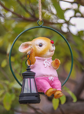 户外太阳能仿真兔子提灯挂件花园装饰庭院摆件园林树上装饰