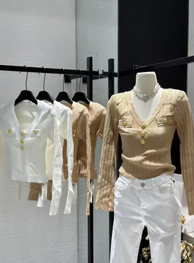 ueelook 白色针织衫上衣秋冬穿搭新款长袖短款薄款百搭修身显瘦